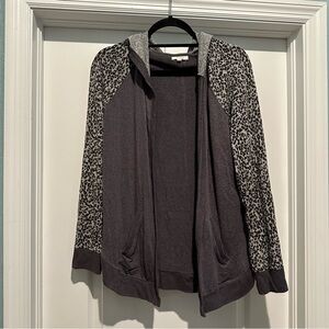Maurices Gray and Black Leopard Print Hoodie